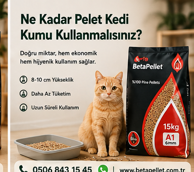 Kum kabında kullanılacak pelet miktarını açıklayan BetaPellet rehber görseli